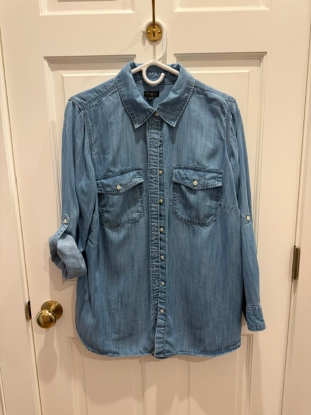 Denim roll sleeve shirt with fronts pockets -- Talbots Lyocell Denim shirt